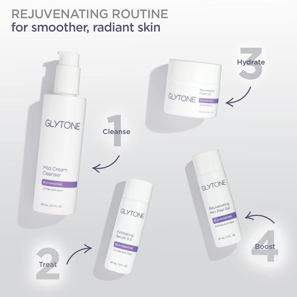 Glytone Mild Cream Cleanser | Gentle 3.4% Free-Acid Glycolic Exfoliation & Hydration | 2 oz