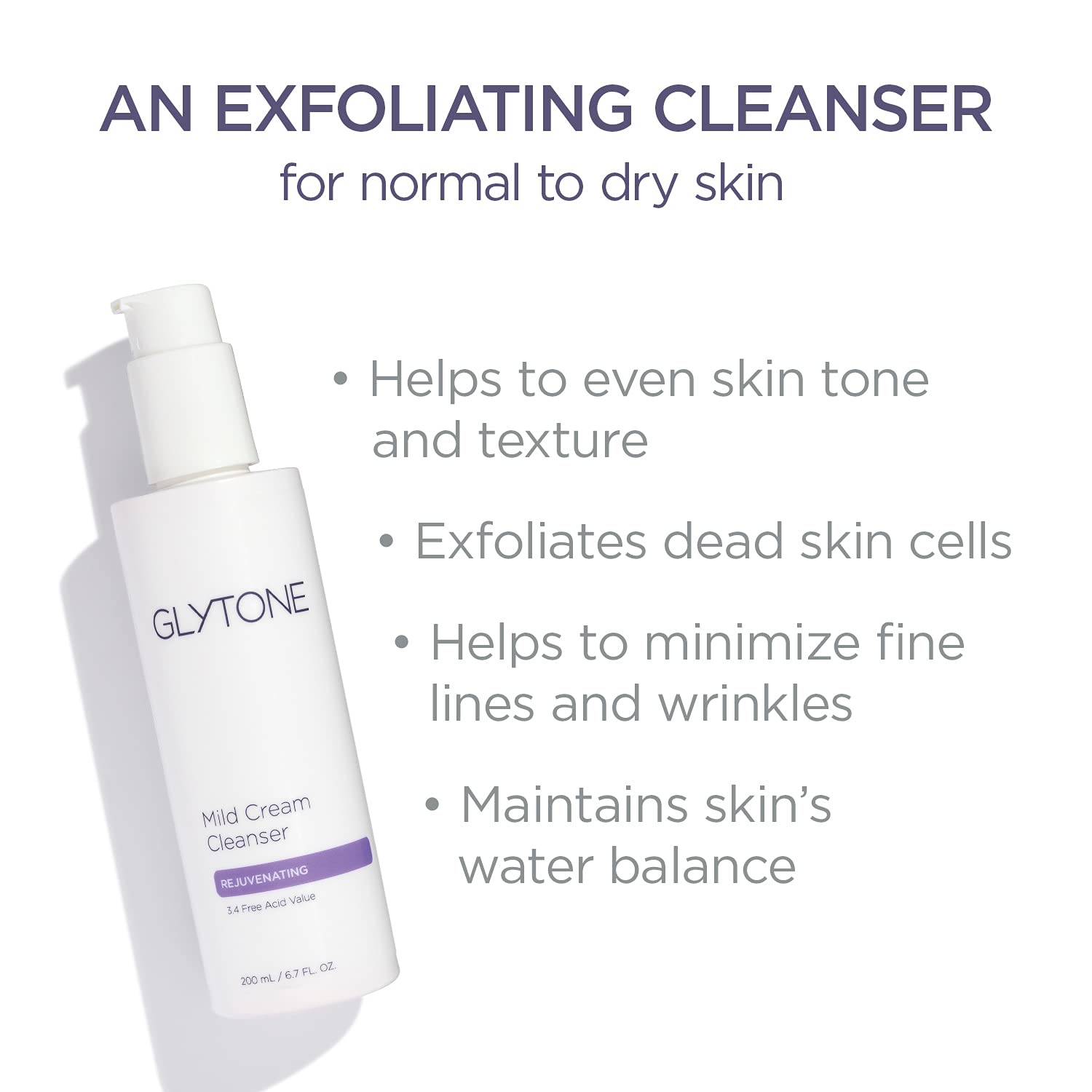 Glytone Mild Cream Cleanser | 3.4% Free-Acid Glycolic Exfoliation + Glycerin | 13.5 oz