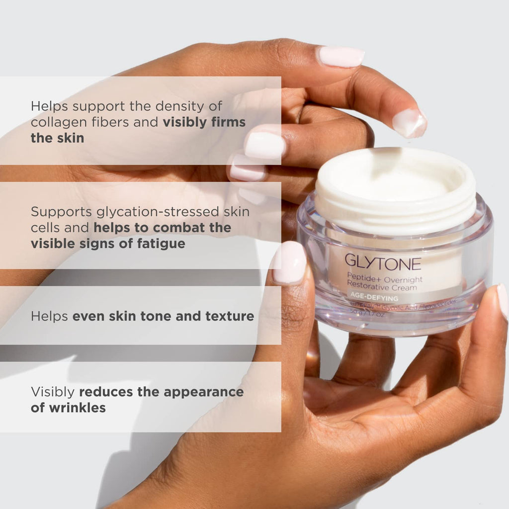 GLYTONE Peptide+ Overnight Restorative Cream – Fragrance-Free Night Moisturizer for Firm, Hydrated Skin