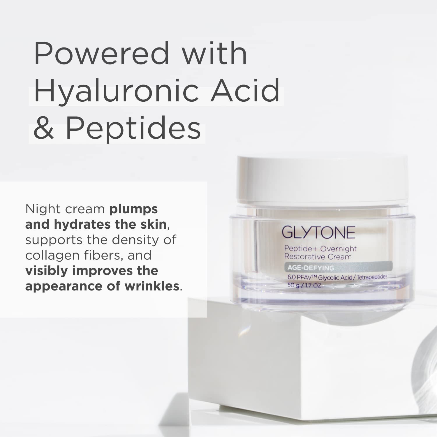 GLYTONE Peptide+ Overnight Restorative Cream – Fragrance-Free Night Moisturizer for Firm, Hydrated Skin