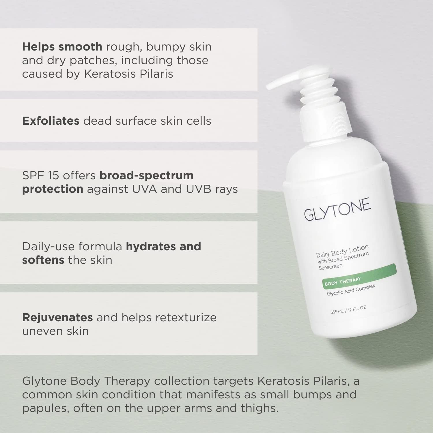 GLYTONE Daily Body Lotion SPF 15 – Broad Spectrum Sunscreen with Glycolic Acid & Shea Butter