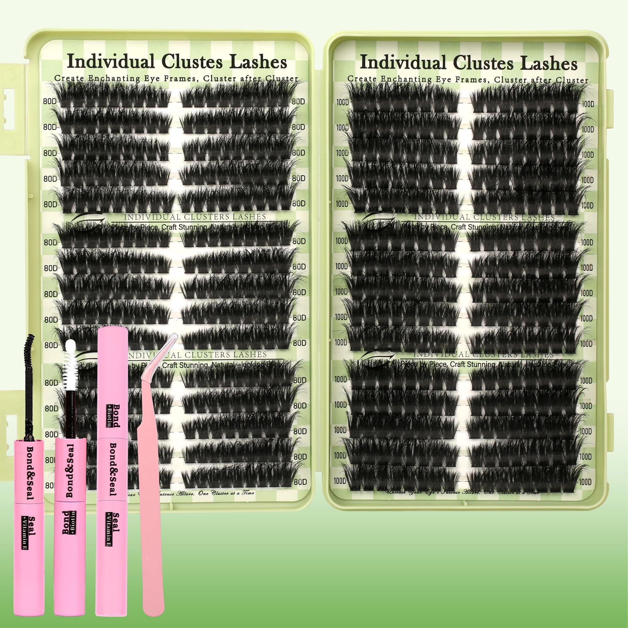 Gmagictobo Lash Clusters Kit | Wispy Cat Eye Lashes, 510Pcs Volume Clusters with Bond, Seal & Tweezers