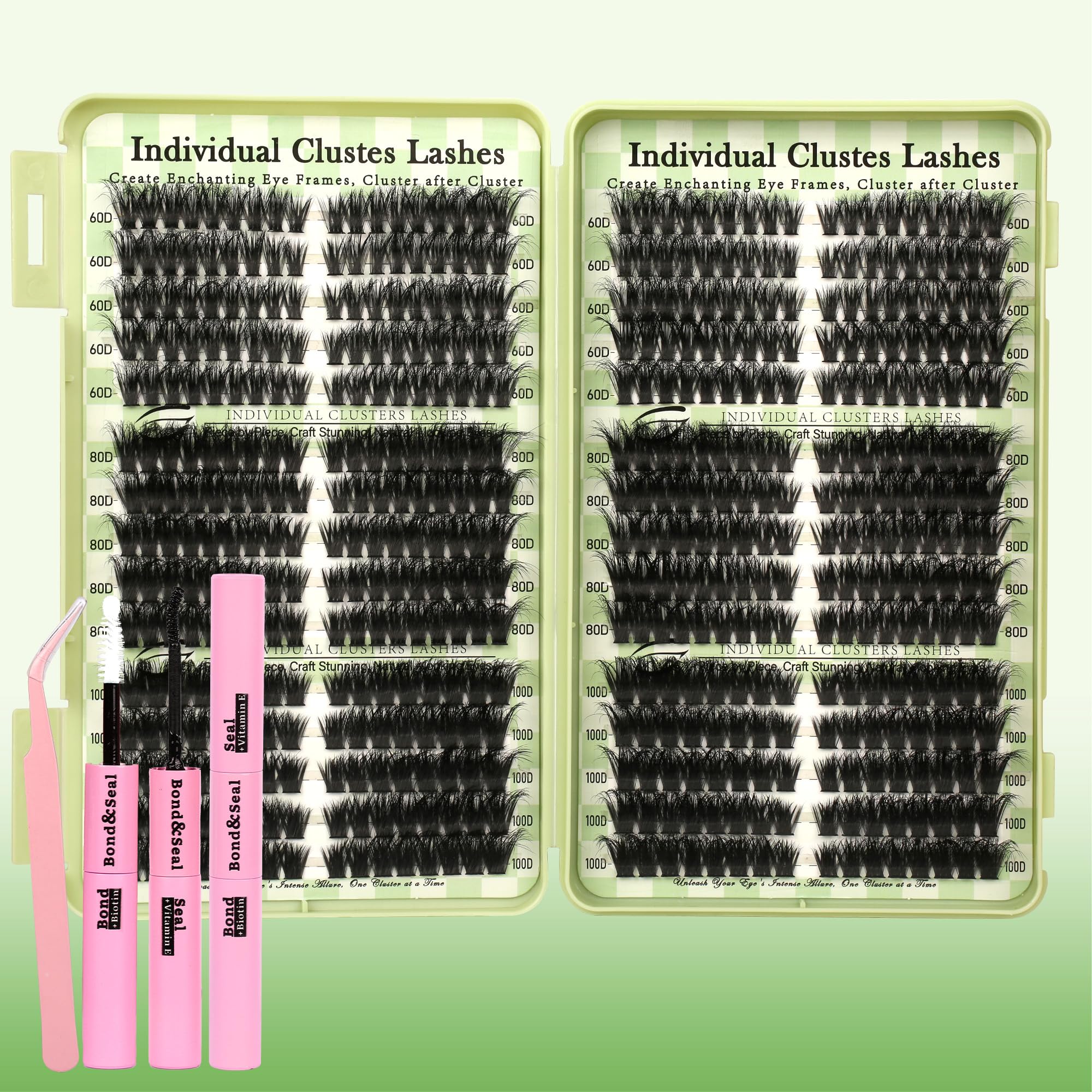 Gmagictobo Lash Clusters Kit – 520 Pcs Cat Eye D Curl Lashes, DIY Lash Extensions Kit