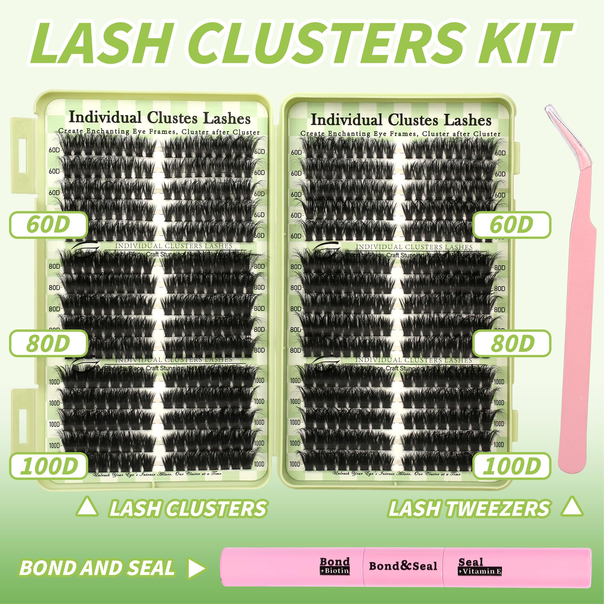 Gmagictobo Lash Clusters Kit – 520 Pcs Cat Eye D Curl Lashes, DIY Lash Extensions Kit