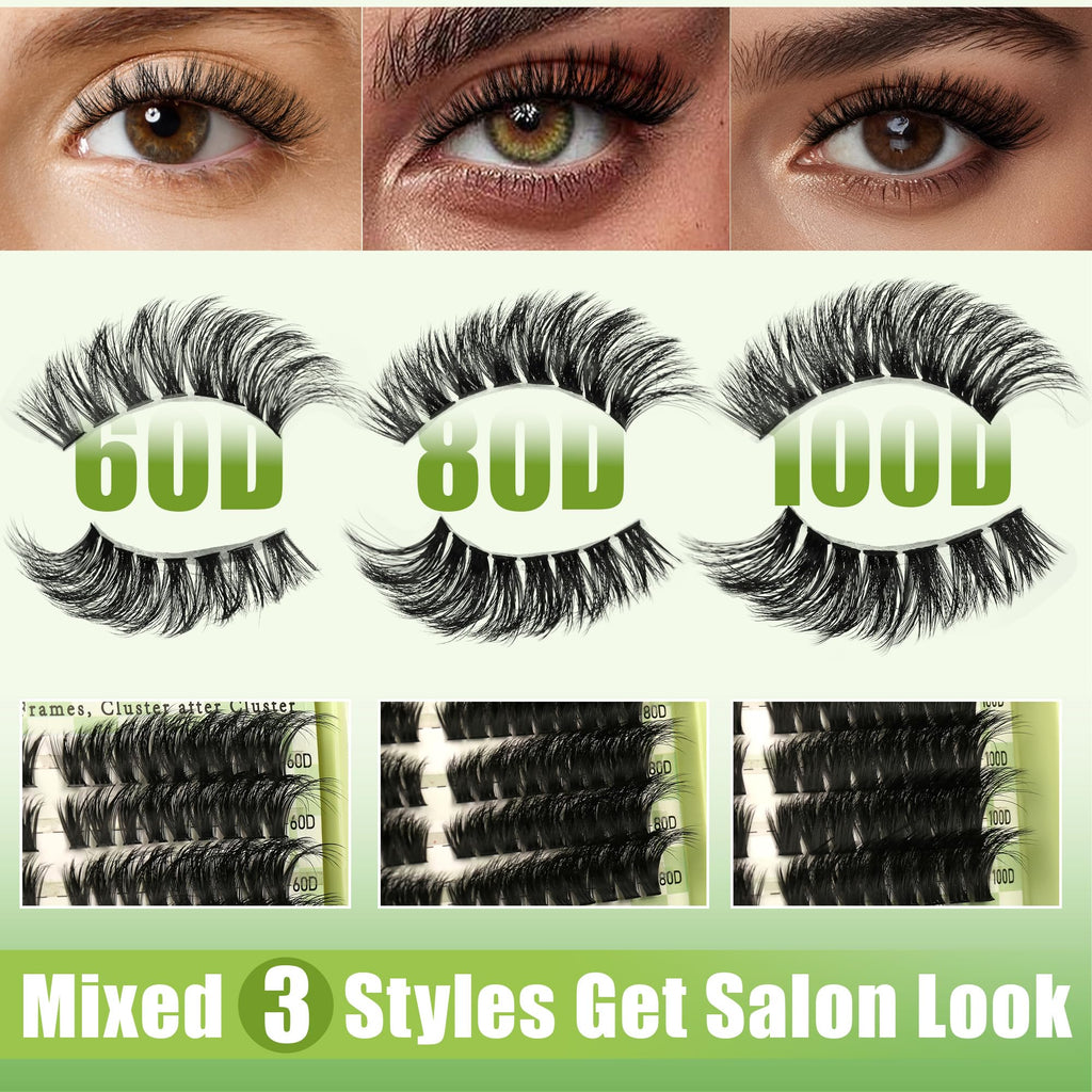 Gmagictobo Lash Clusters Kit – 520 Pcs Cat Eye D Curl Lashes, DIY Lash Extensions Kit
