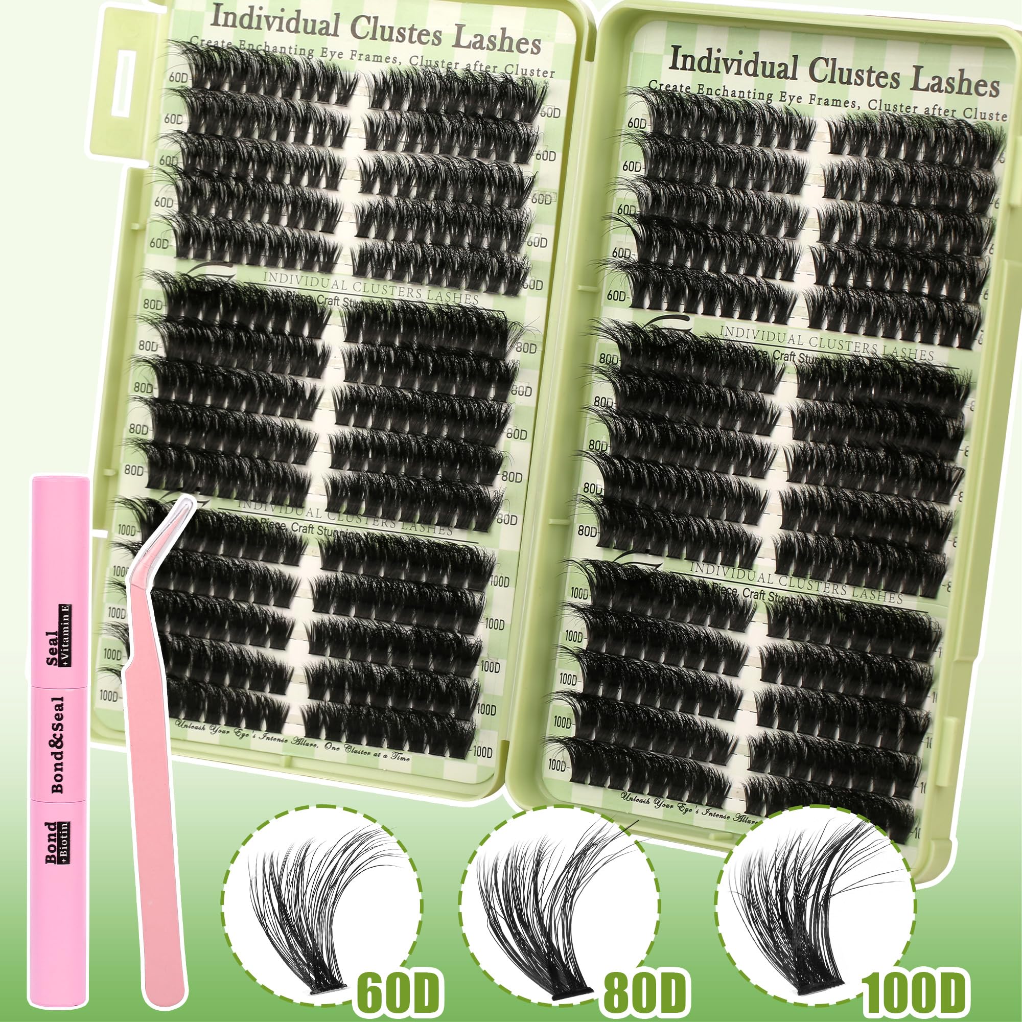 Gmagictobo Lash Clusters Kit – 520 Pcs Cat Eye D Curl Lashes, DIY Lash Extensions Kit
