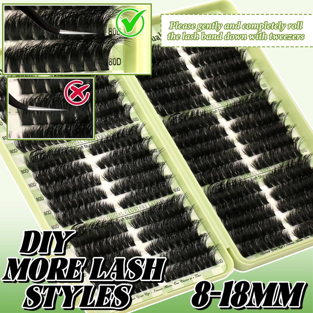 Gmagictobo Lash Clusters Kit | Wispy Cat Eye Lashes, 510Pcs Volume Clusters with Bond, Seal & Tweezers