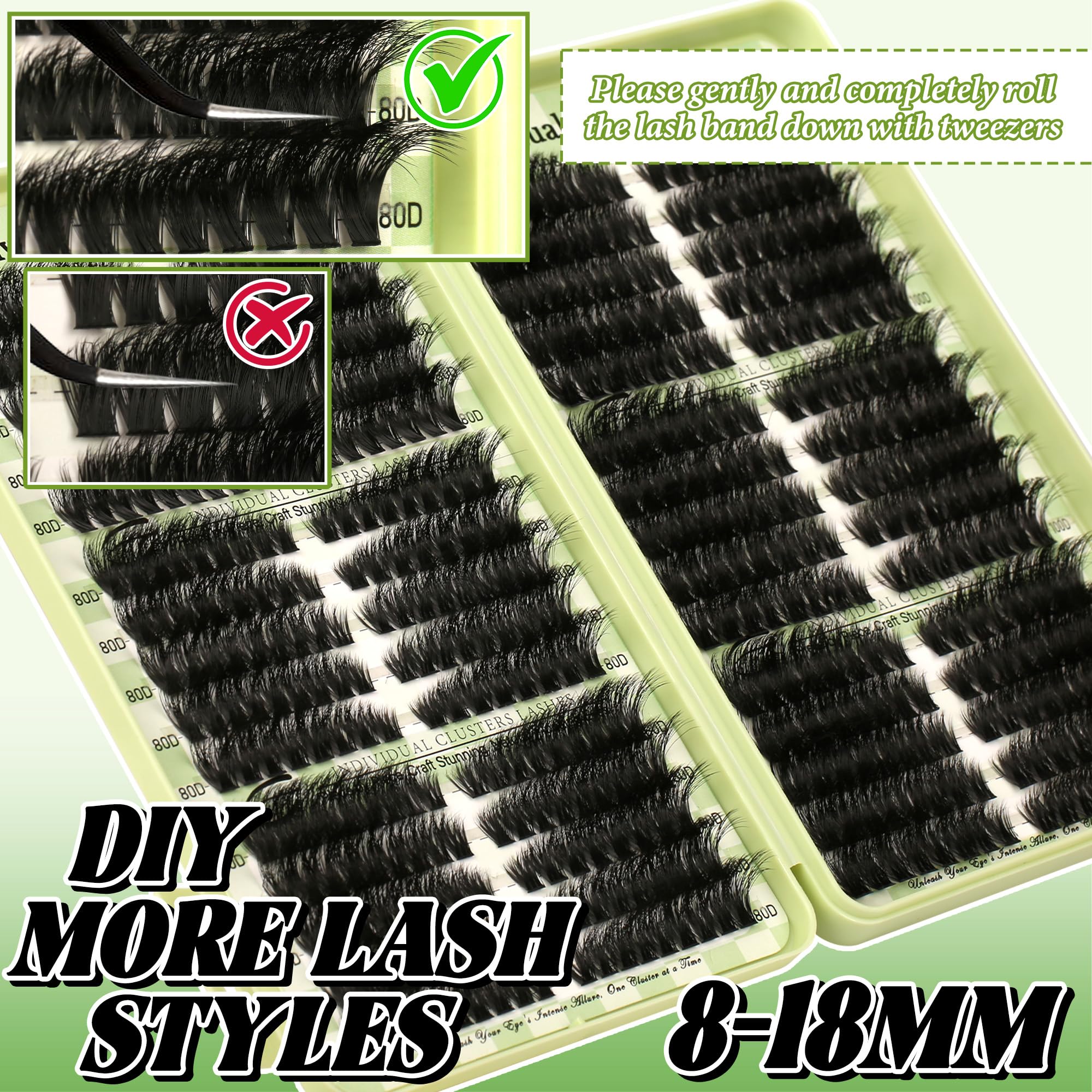 Gmagictobo Lash Clusters Kit | Wispy Cat Eye Lashes, 510Pcs Volume Clusters with Bond, Seal & Tweezers