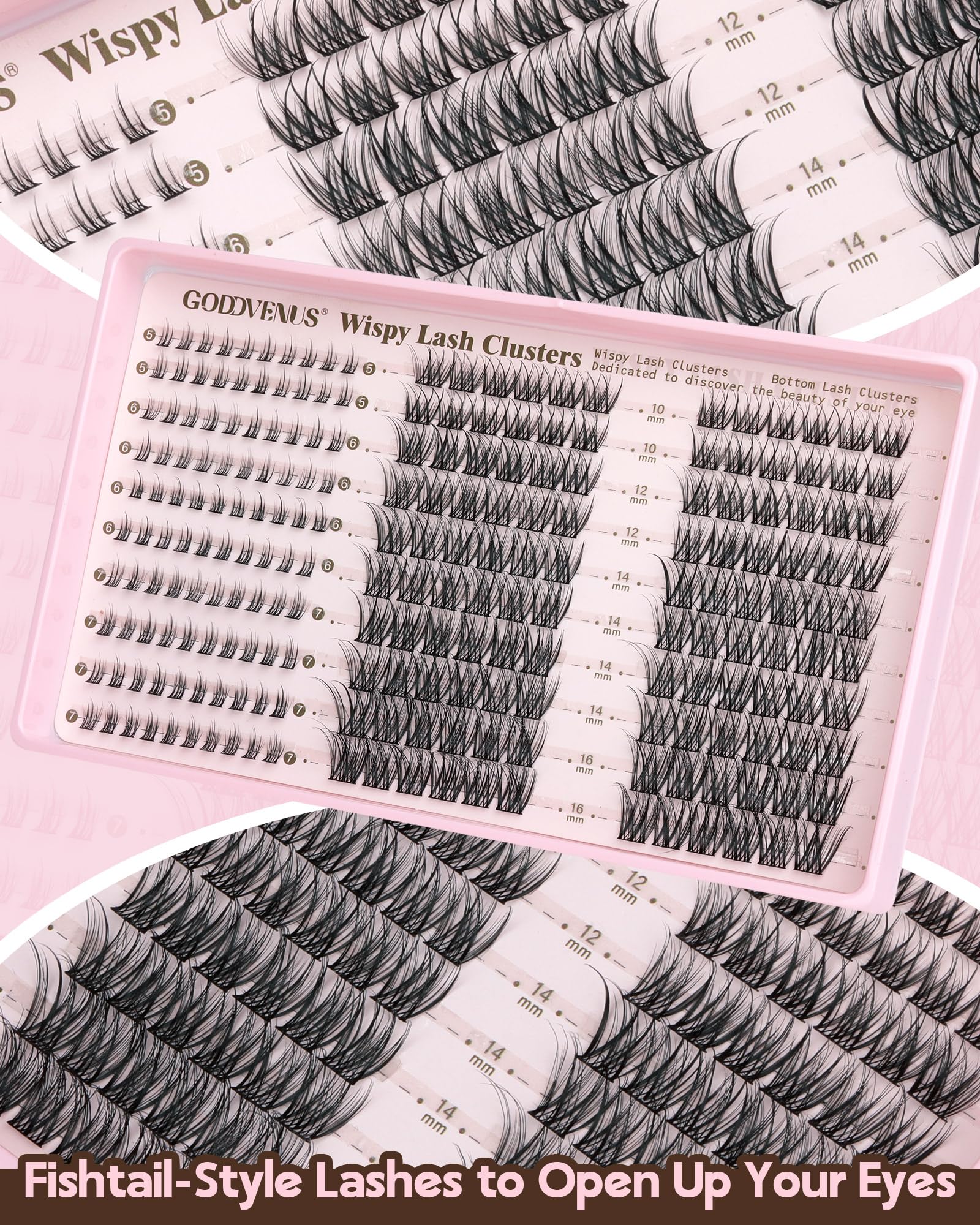 Goddvenus 220Pcs Wispy Lash Clusters Kit – DIY C-Curl Eyelash Extensions, All-In-One