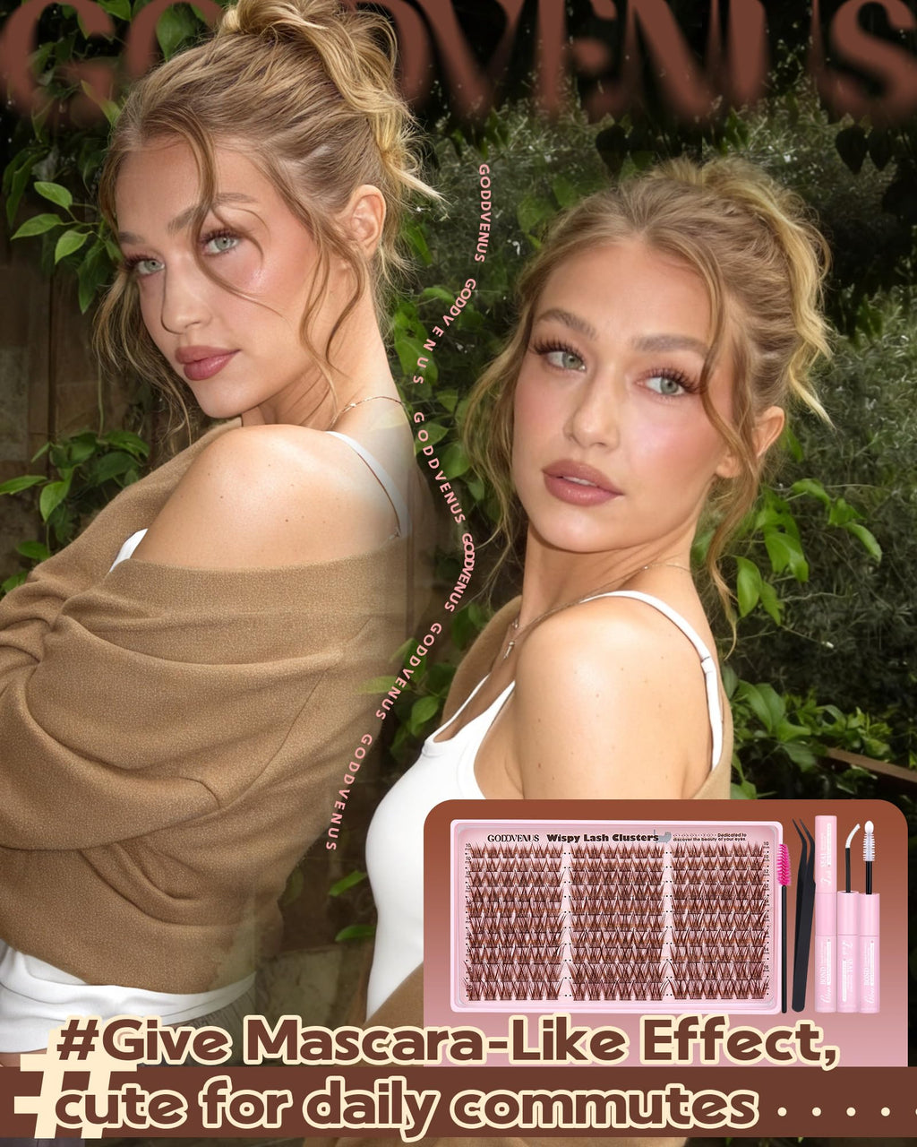Goddvenus Brown Wispy Lash Clusters Kit – Natural Cluster Eyelashes, C Curl, DIY Extensions