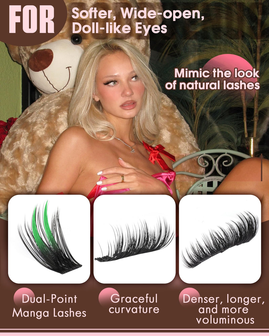 Goddvenus Wispy Manga Lash Clusters Kit – Natural C-Curl DIY Lash Extensions