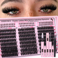 Goddvenus Fluffy Lash Clusters Kit – 240 Upper + 60 Lower, D-Curl Waterproof DIY Lashes