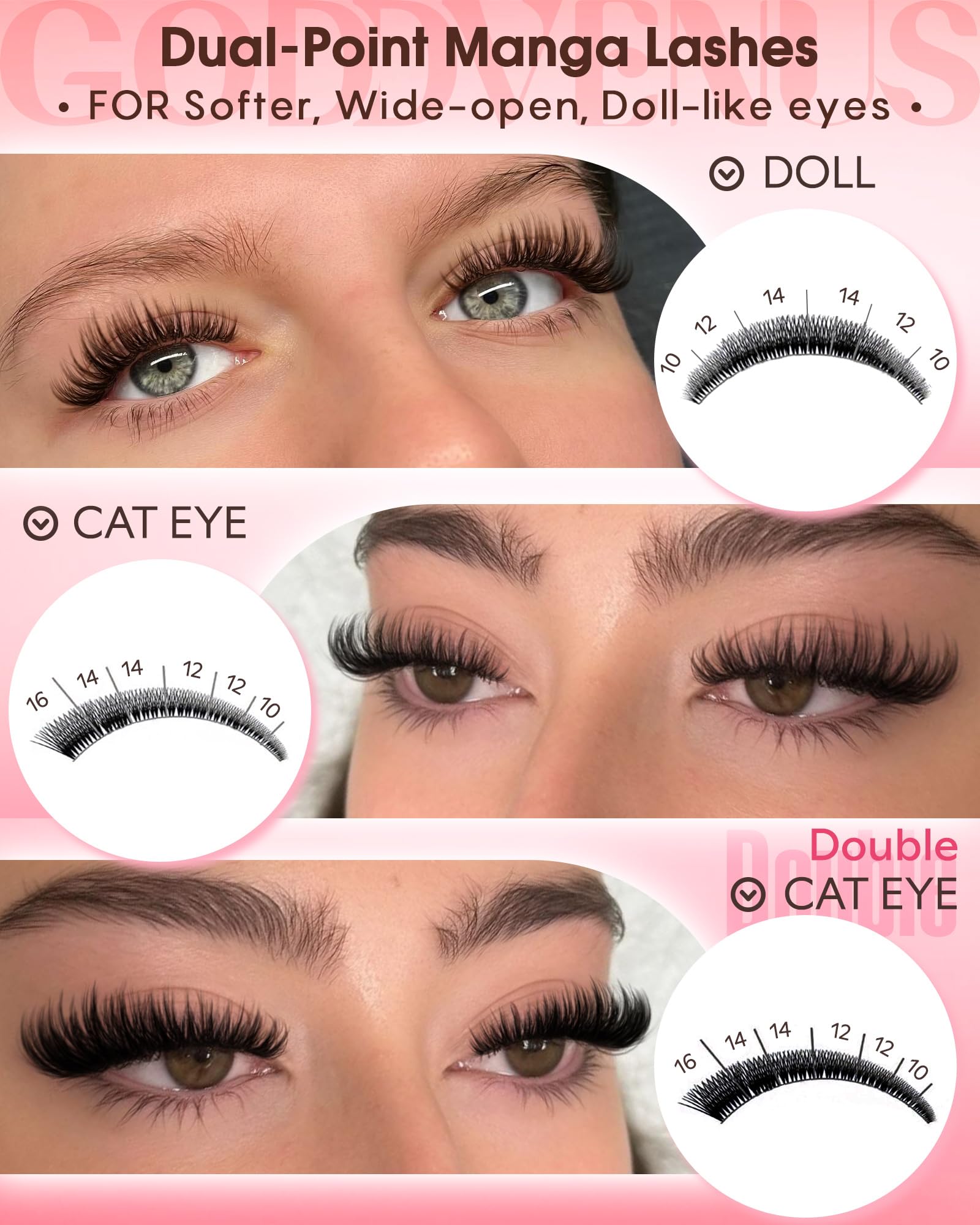 Goddvenus Wispy Manga Lash Clusters Kit – Natural C-Curl DIY Lash Extensions