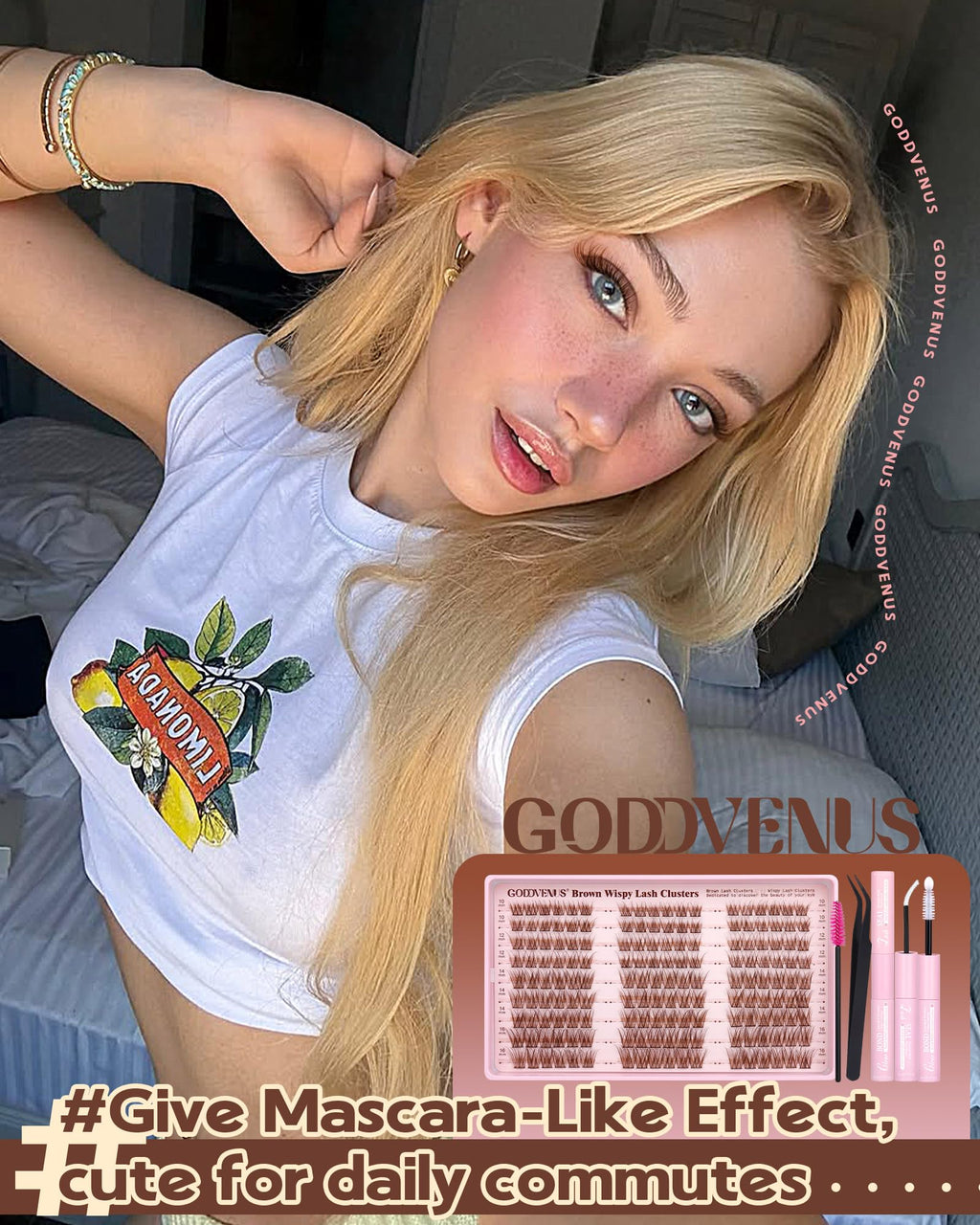 Goddvenus Brown Wispy Lash Clusters Kit | Natural DIY Lash Extensions with C Curl