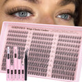 Goddvenus Lash Clusters Kit 9-14mm Wispy Lashes – DIY Natural Lash Extensions Kit with Tweezers (300pcs) | C Curl