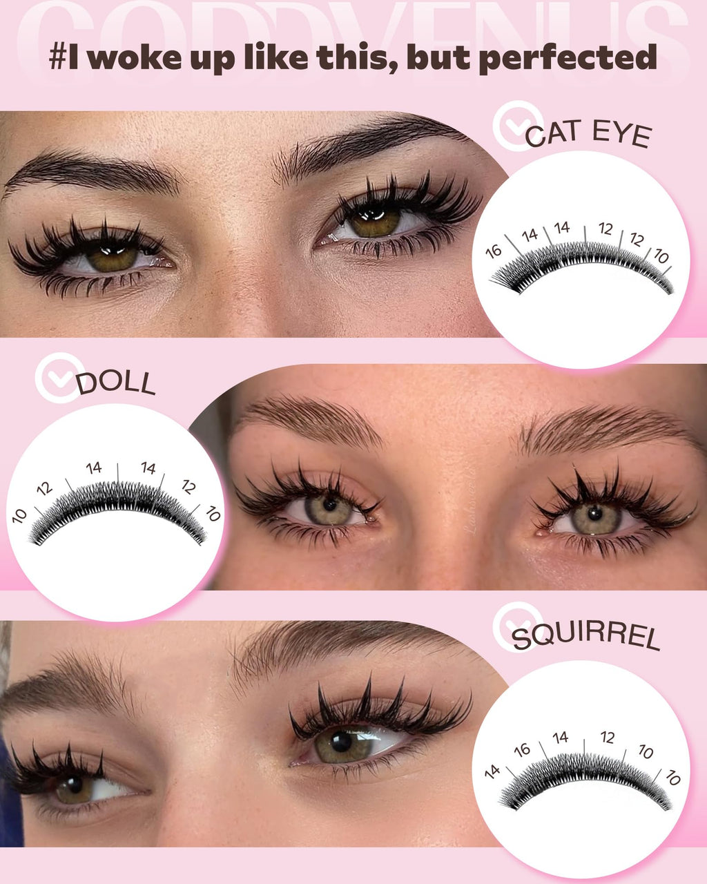 Goddvenus Manga Lash Clusters Kit – Natural 300 Pcs, Wispy Anime Lashes (10–16mm) | Cat Eye, Doll Eye, Squirrel Eye