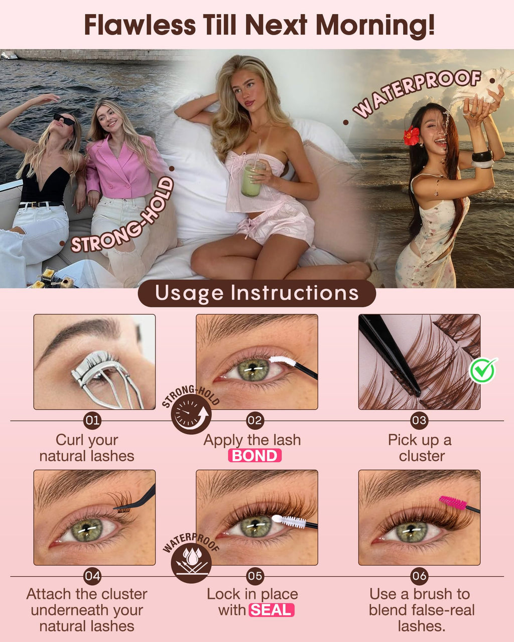Goddvenus Brown Wispy Lash Clusters Kit | Natural DIY Lash Extensions with C Curl