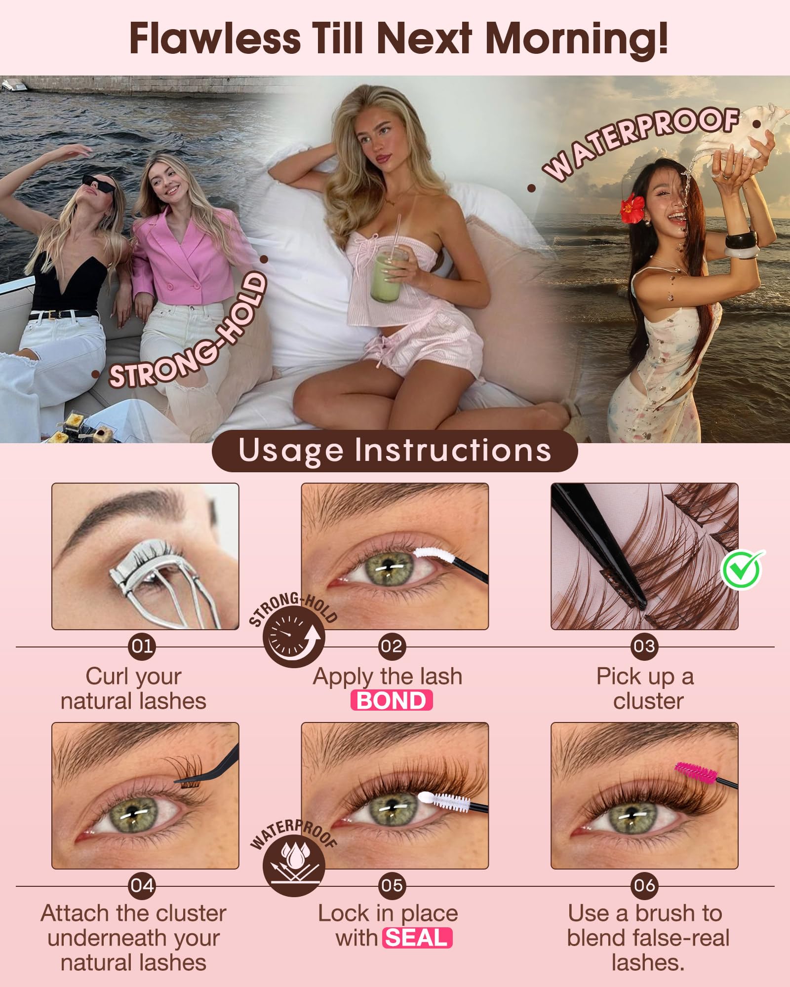 Goddvenus Brown Wispy Lash Clusters Kit | Natural DIY Lash Extensions with C Curl