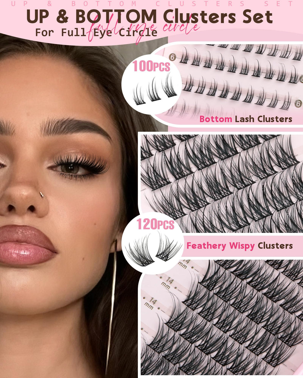 Goddvenus 220Pcs Wispy Lash Clusters Kit – DIY C-Curl Eyelash Extensions, All-In-One