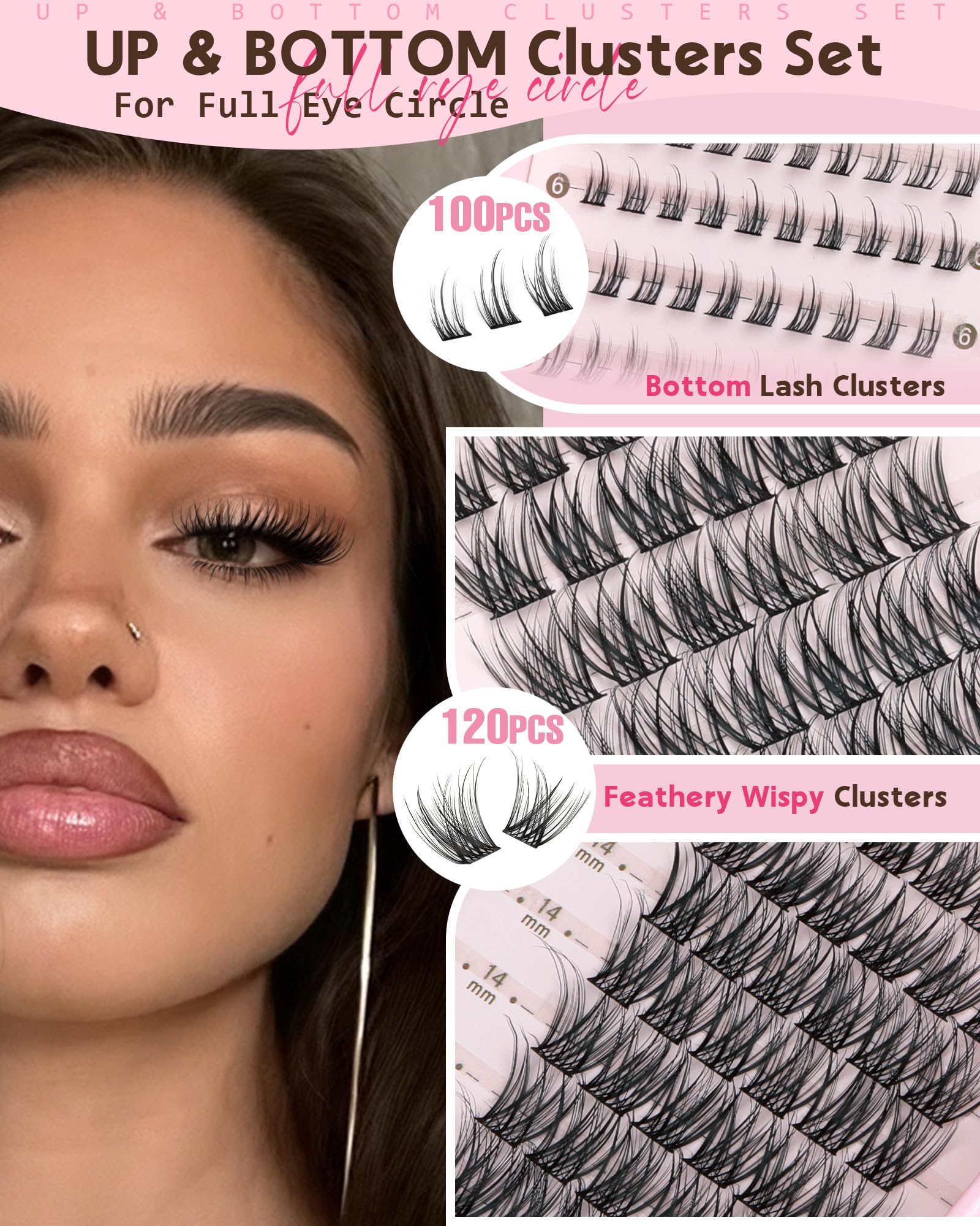 Goddvenus 220Pcs Wispy Lash Clusters Kit – DIY C-Curl Eyelash Extensions, All-In-One