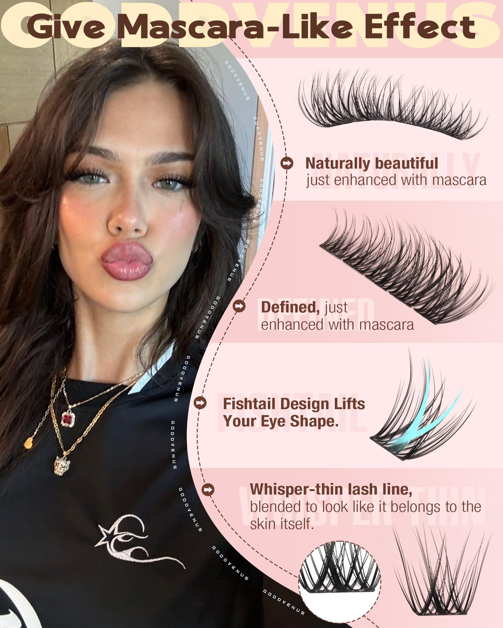 Goddvenus Wispy Lash Clusters Kit – DIY Lash Extensions, 10–16mm C Curl