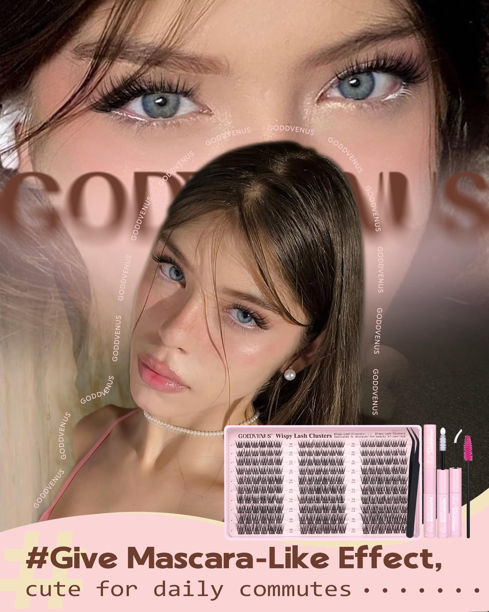 Goddvenus Wispy Lash Clusters Kit – DIY Lash Extensions, 10–16mm C Curl