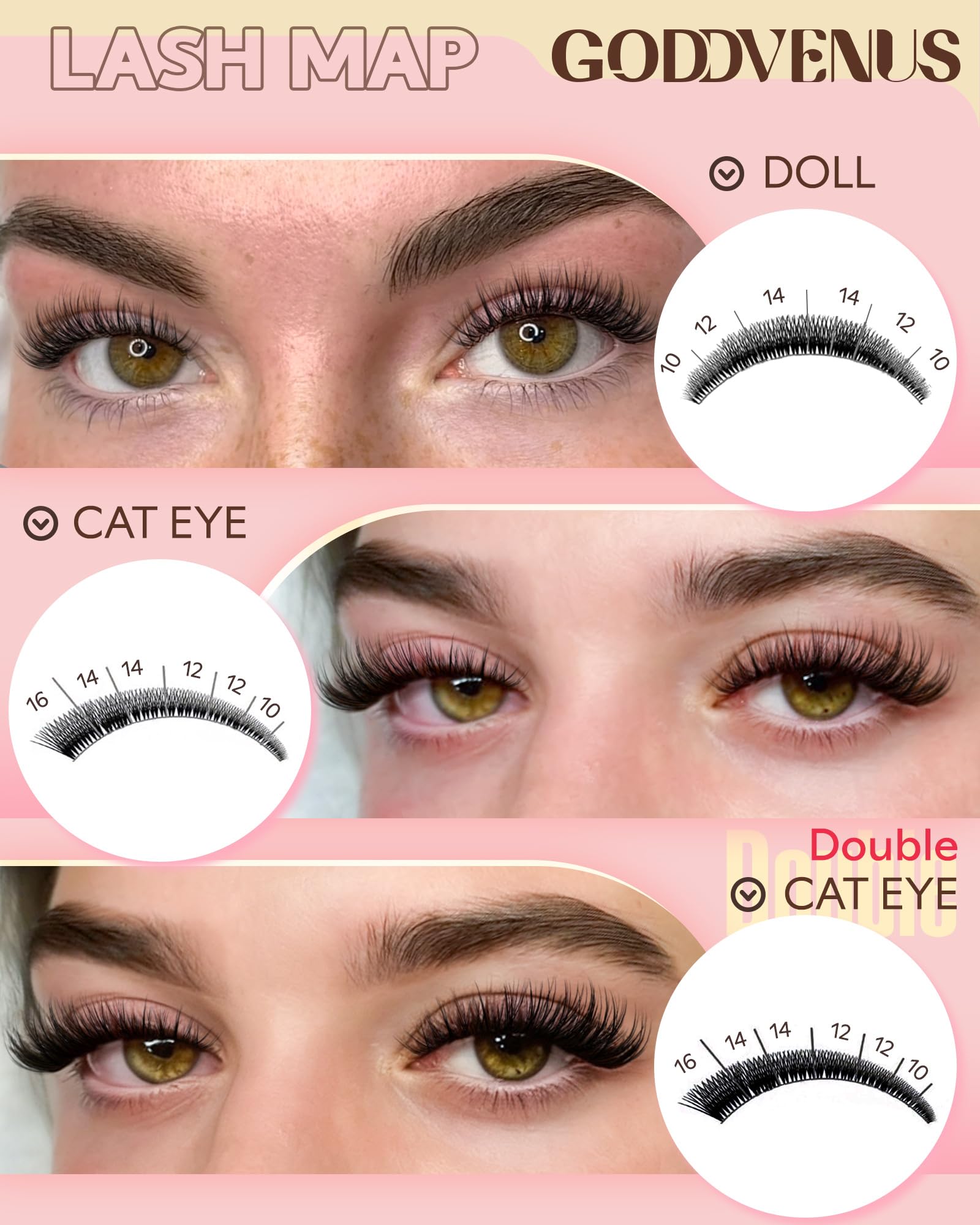 Goddvenus Wispy Lash Clusters Kit – DIY Lash Extensions, 10–16mm C Curl