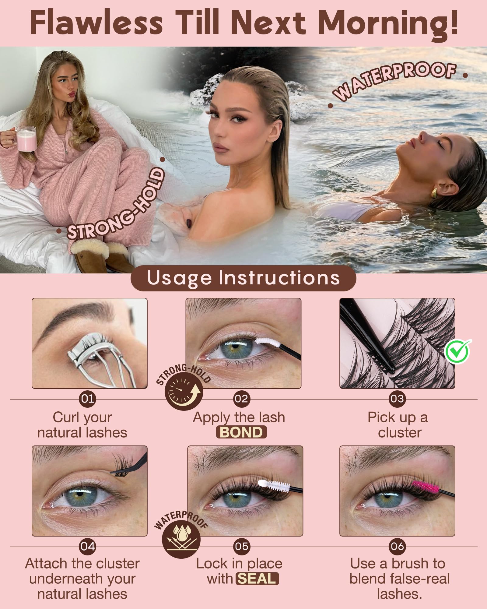 Goddvenus Wispy Lash Clusters Kit – DIY Lash Extensions, 10–16mm C Curl