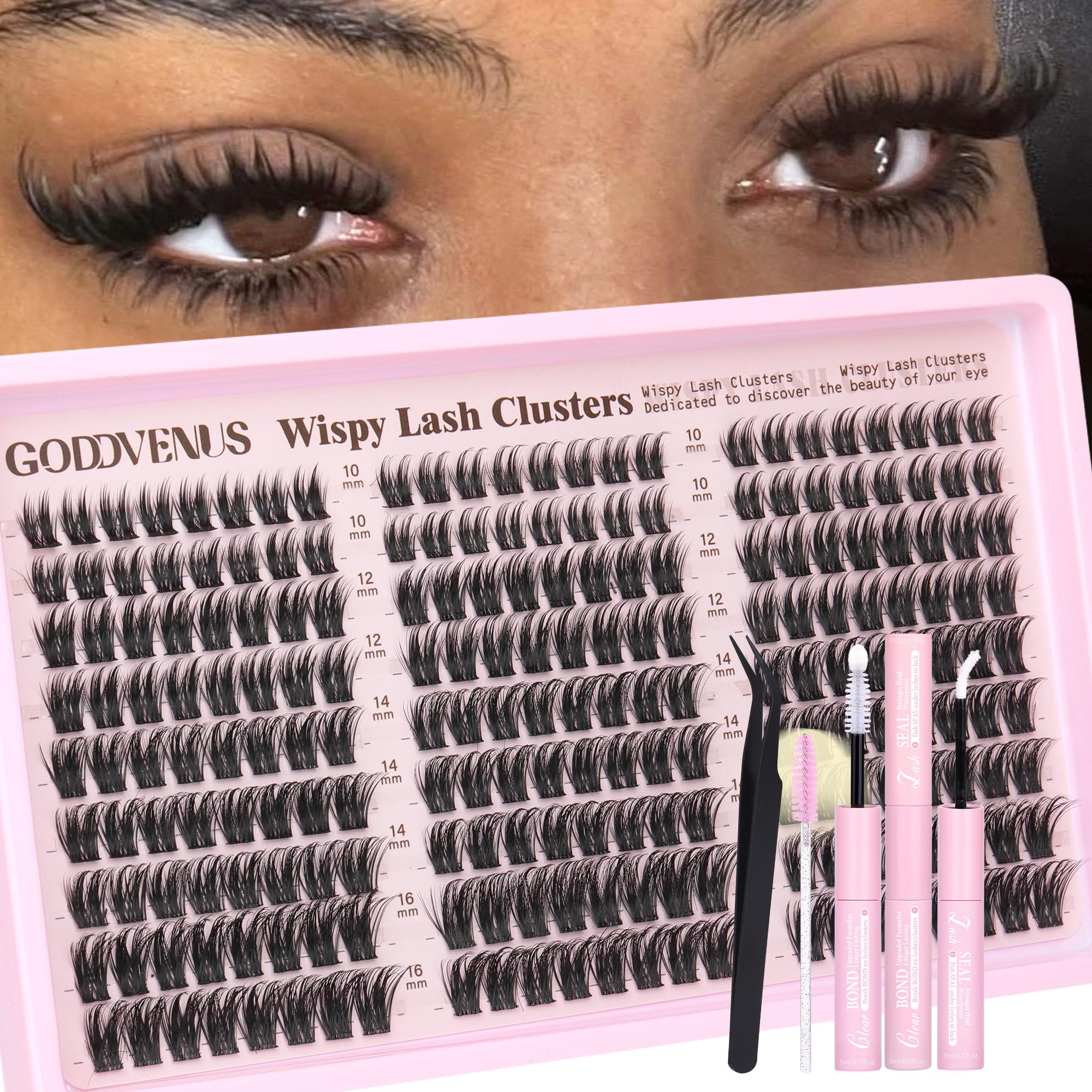 Goddvenus Wispy Manga Lash Clusters Kit – Natural C-Curl DIY Lash Extensions
