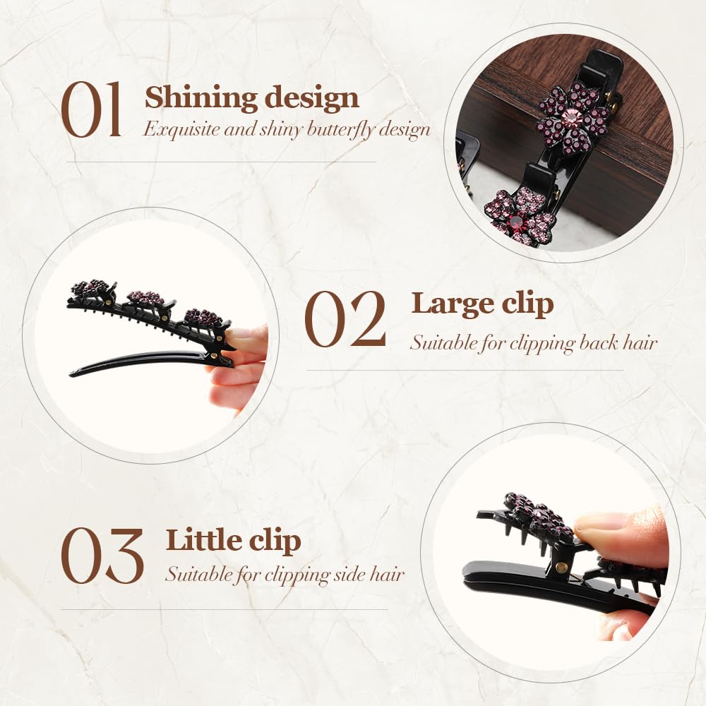 Godmifa Sparkling Crystal Stone Braided Hair Clips 16# – Rhinestone Hair Braid Clips