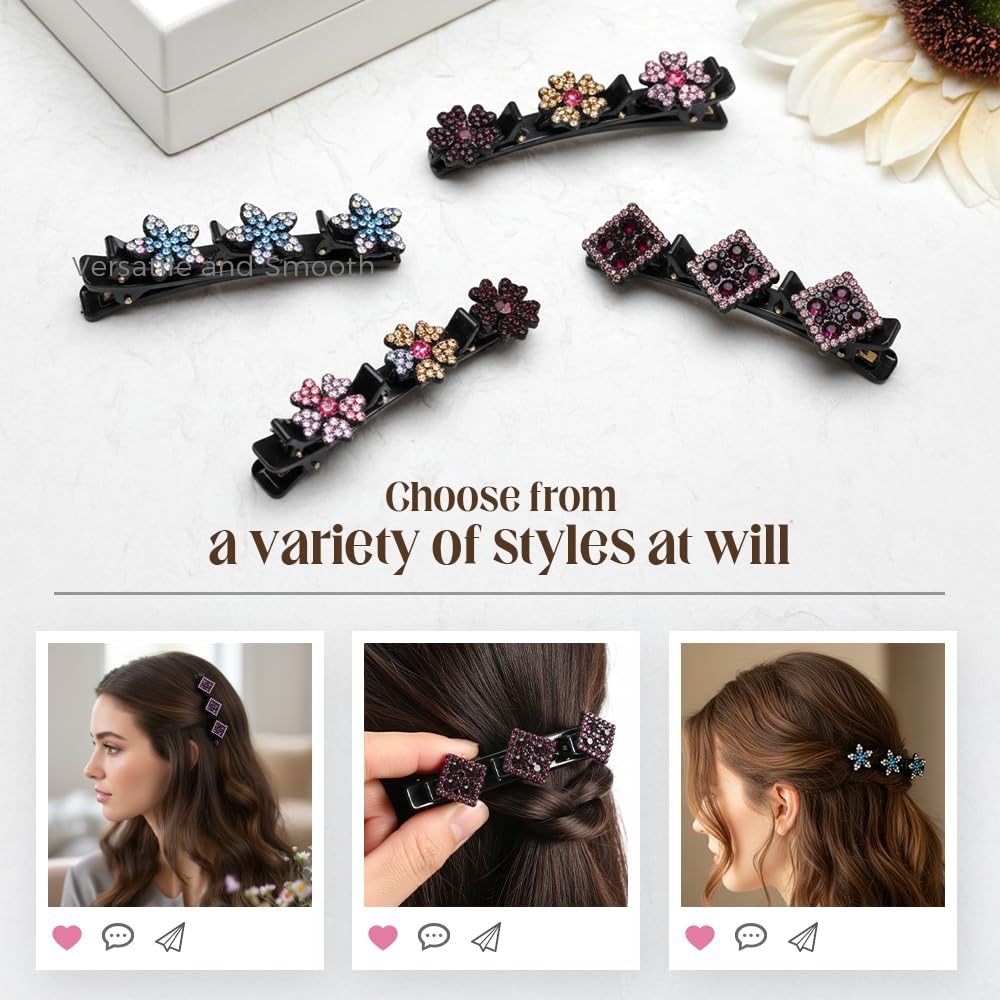 Godmifa Sparkling Crystal Stone Braided Hair Clips 16# – Rhinestone Hair Braid Clips