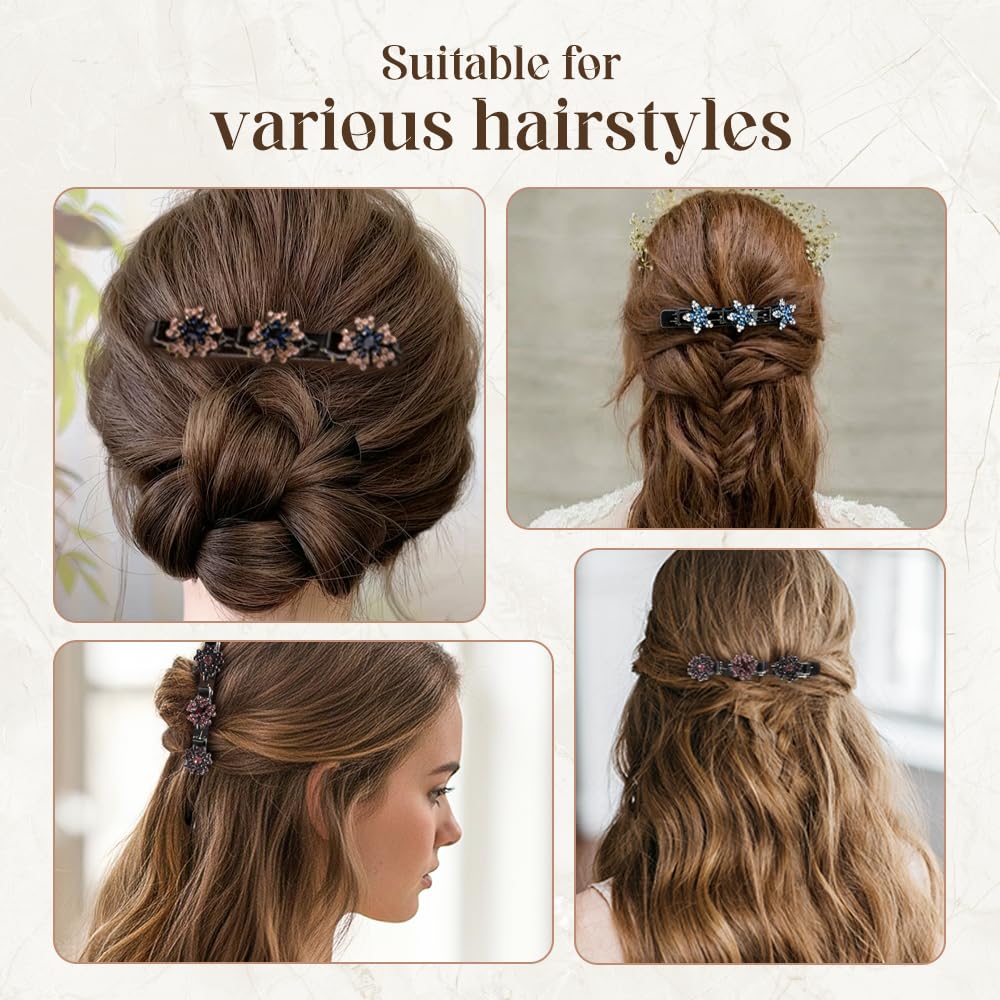 Godmifa Sparkling Crystal Stone Braided Hair Clips 16# – Rhinestone Hair Braid Clips