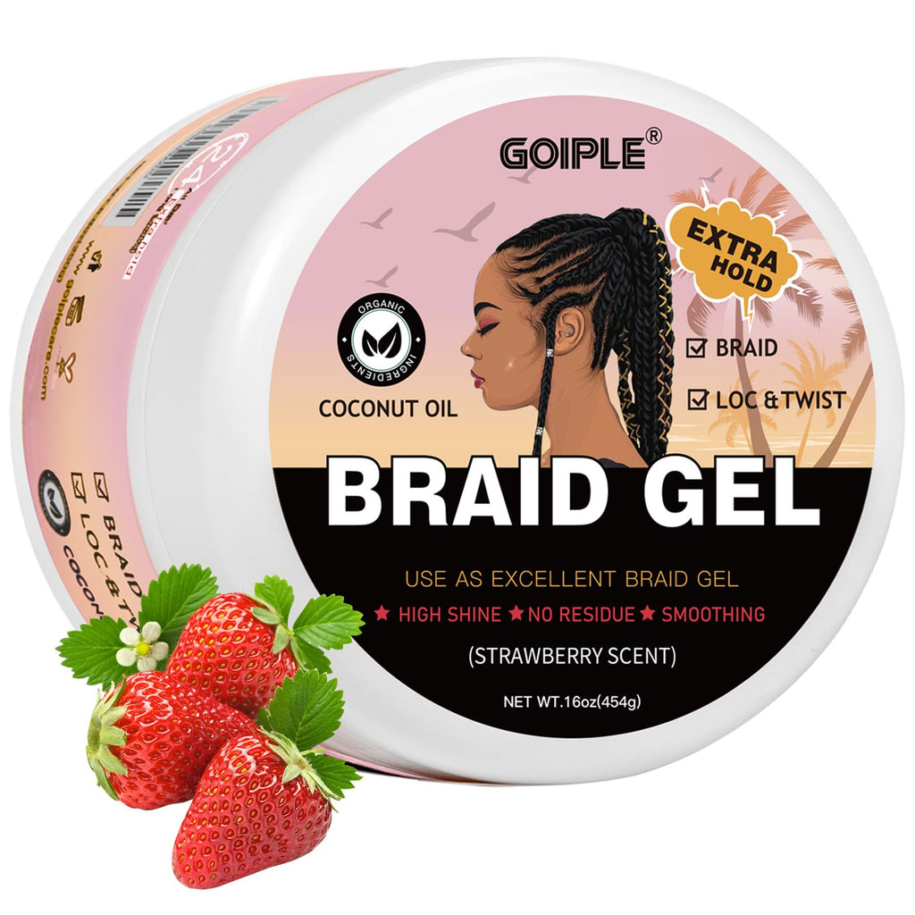 Goiple 16oz Big Capacity Braid Gel – Extra Hold, High Shine, No Flake Edge Control for Twists, Locs & Braids