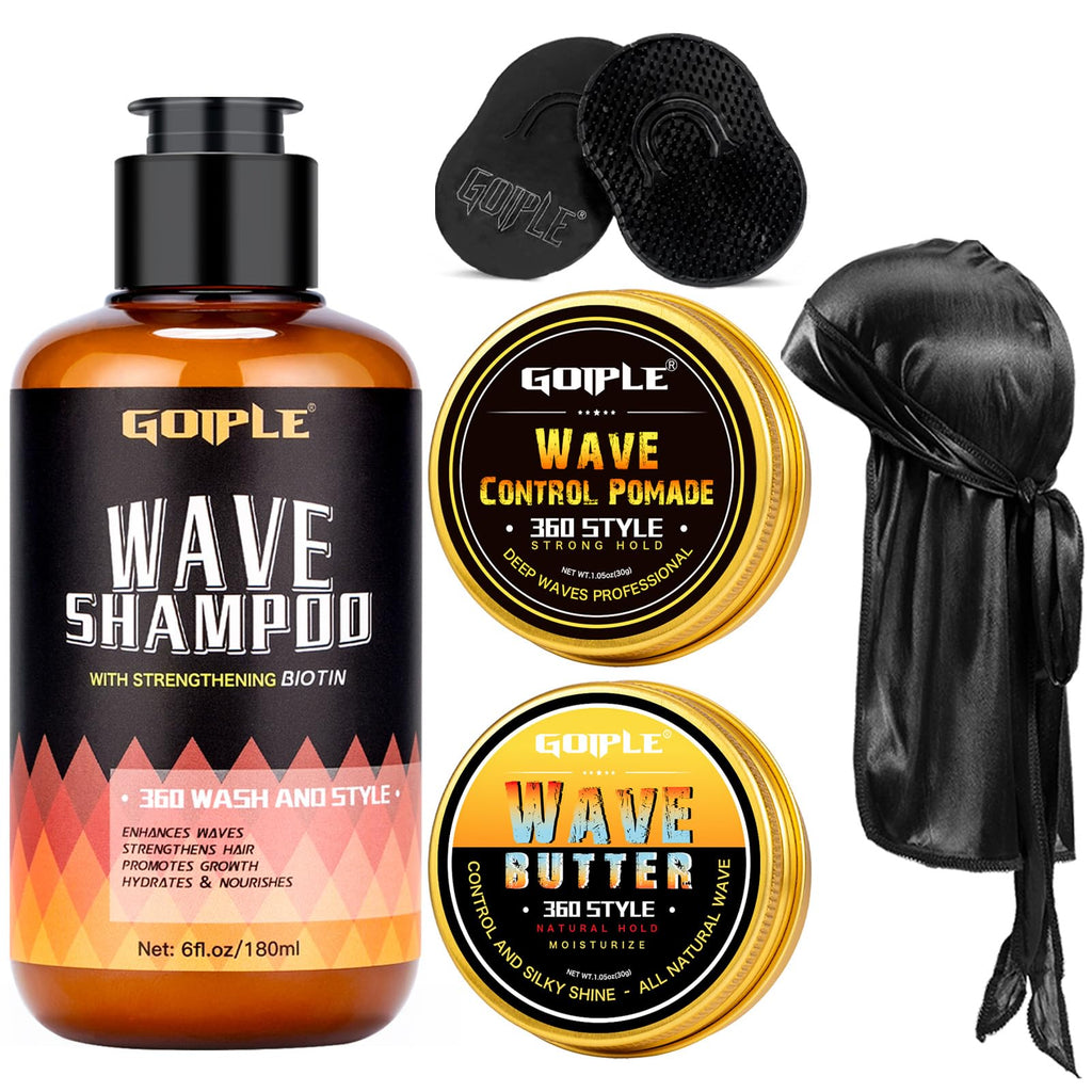 Goiple 360 Wave Shampoo & Strong Hold Pomade Kit for Men