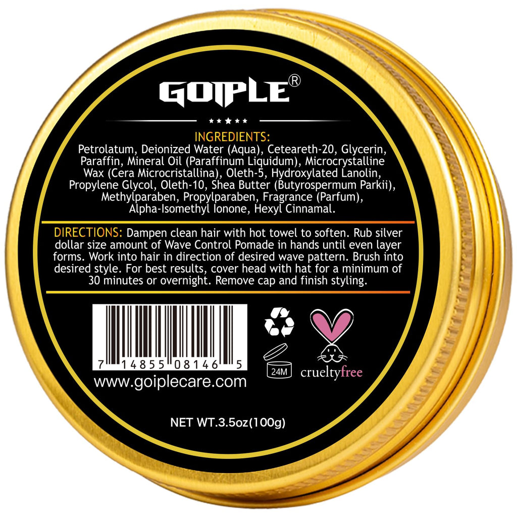 Goiple Wave Pomade Soap Bar with Wooden Holder — 360 Wave Training & Strong Hold for Black Hair