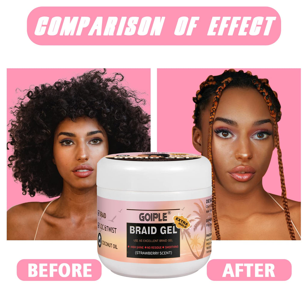 Goiple 16oz Big Capacity Braid Gel – Extra Hold, High Shine, No Flake Edge Control for Twists, Locs & Braids