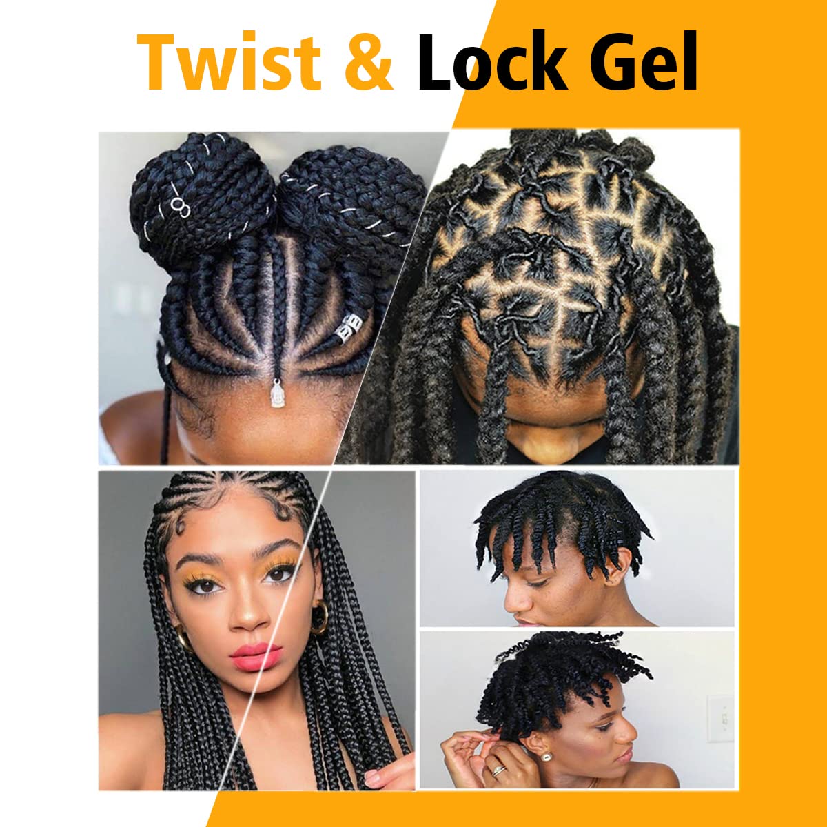 Goiple Strong Hold Braid Gel — Extreme Hold for Twist, Locs & Braids with Edge Control 8.8oz + Combs