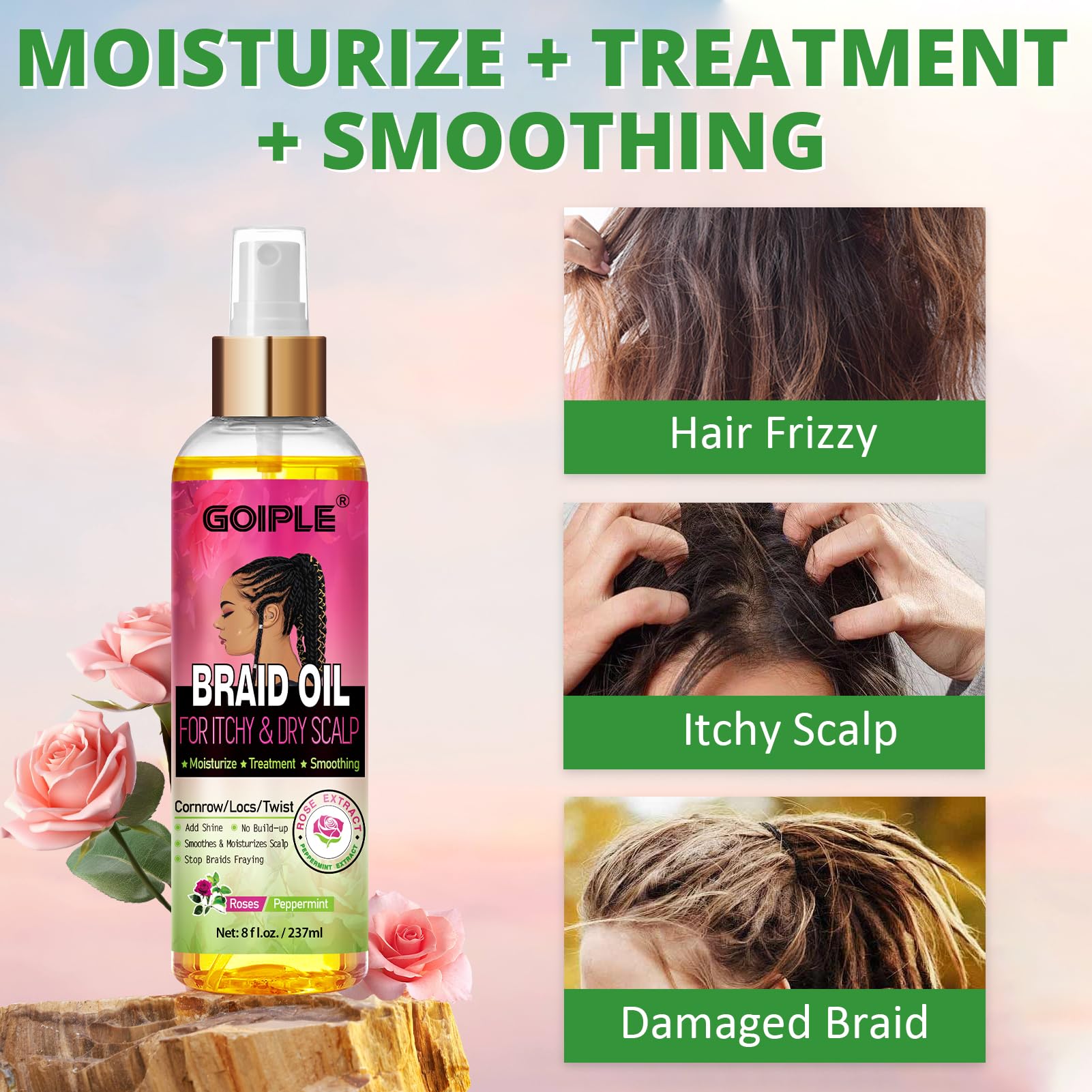 Goiple Braid Oil — Scalp Comfort, Moisture & Shine for Locs & Braids | 8 fl oz