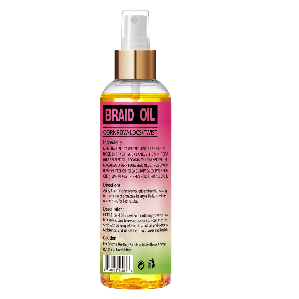Goiple Braid Oil — Scalp Comfort, Moisture & Shine for Locs & Braids | 8 fl oz
