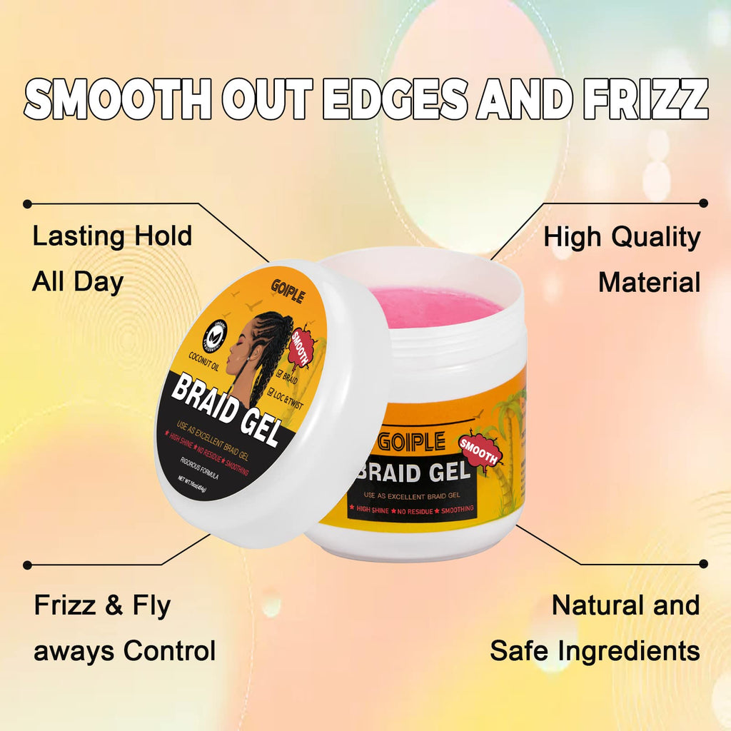 Goiple 16 oz Braiding Gel – Big Capacity, Strong Hold for Twists, Locs, Edges & Cornrows