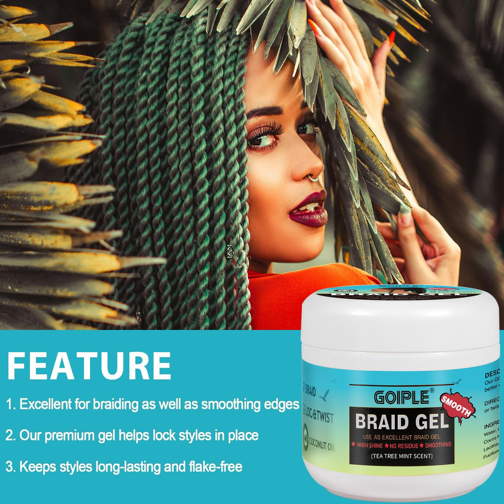 Goiple 16 oz Braiding Gel – Extra Hold for Twists, Locs & Braids, Tea Tree