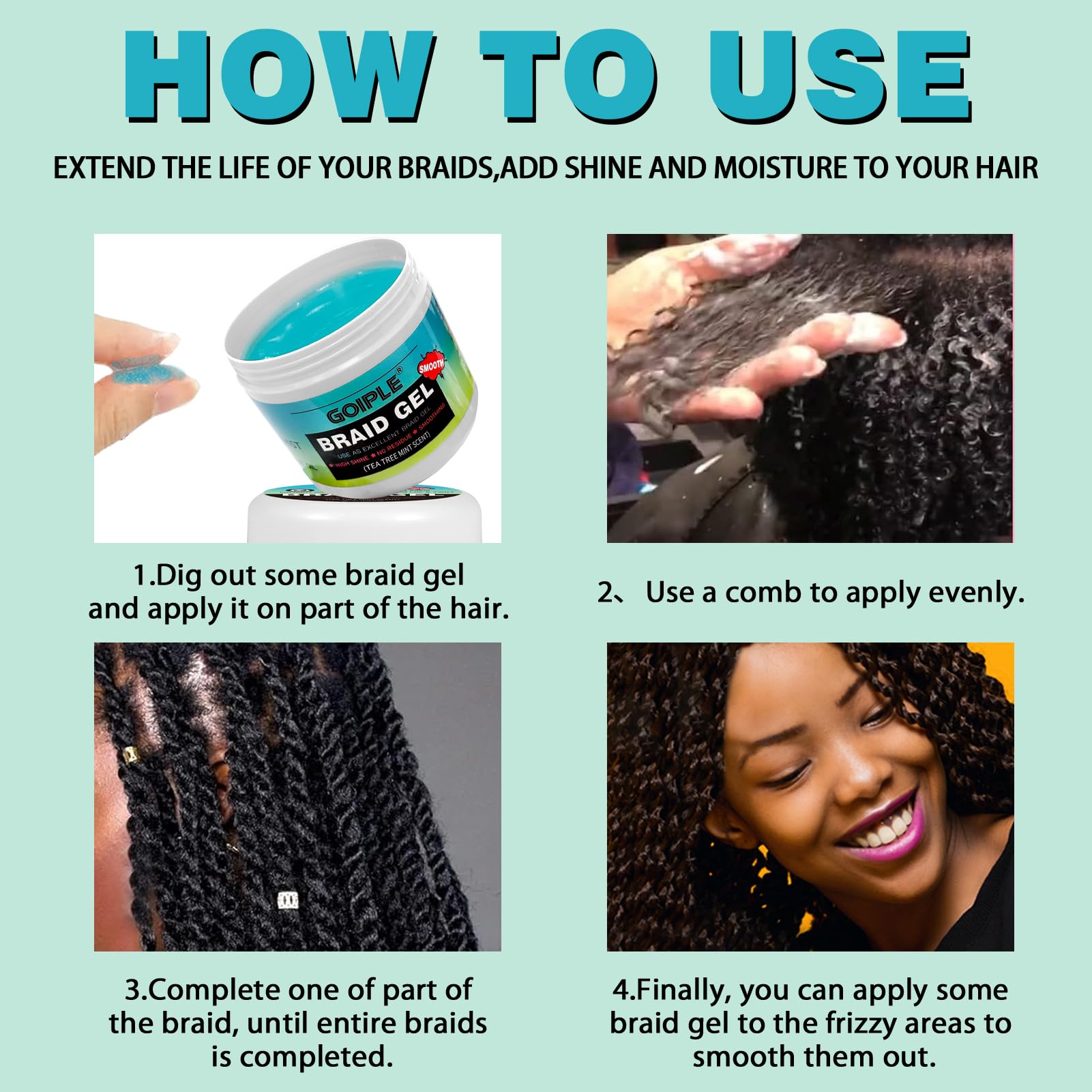 Goiple 16 oz Braiding Gel – Extra Hold for Twists, Locs & Braids, Tea Tree