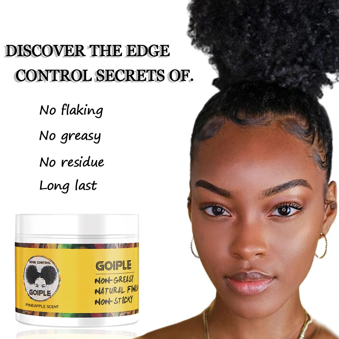 Goiple Edge Control Wax for Women – Non-Greasy Hold, Pink & Yellow 4oz (2 Pack) with Brush & Scarf