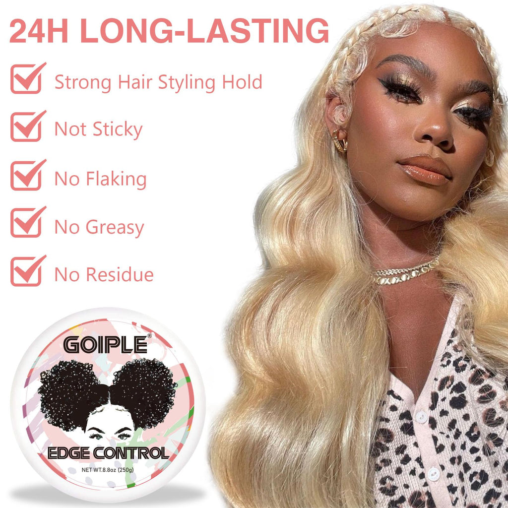 Goiple 8.8oz Edge Control Wax for Women – Strong Hold, Non-Greasy, No Flaking | Sweet Peach