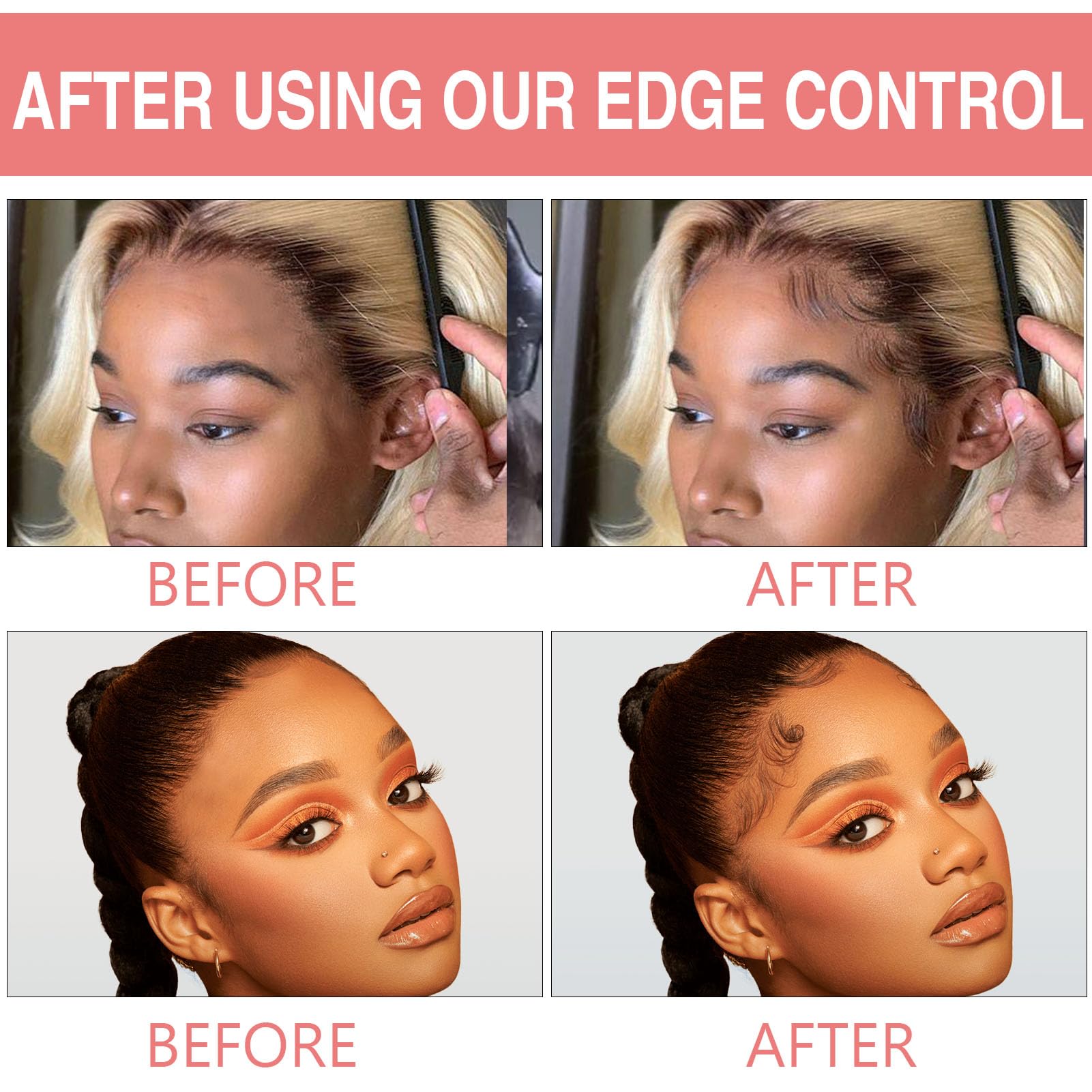 Goiple 8.8oz Edge Control Wax for Women – Strong Hold, Non-Greasy, No Flaking | Sweet Peach