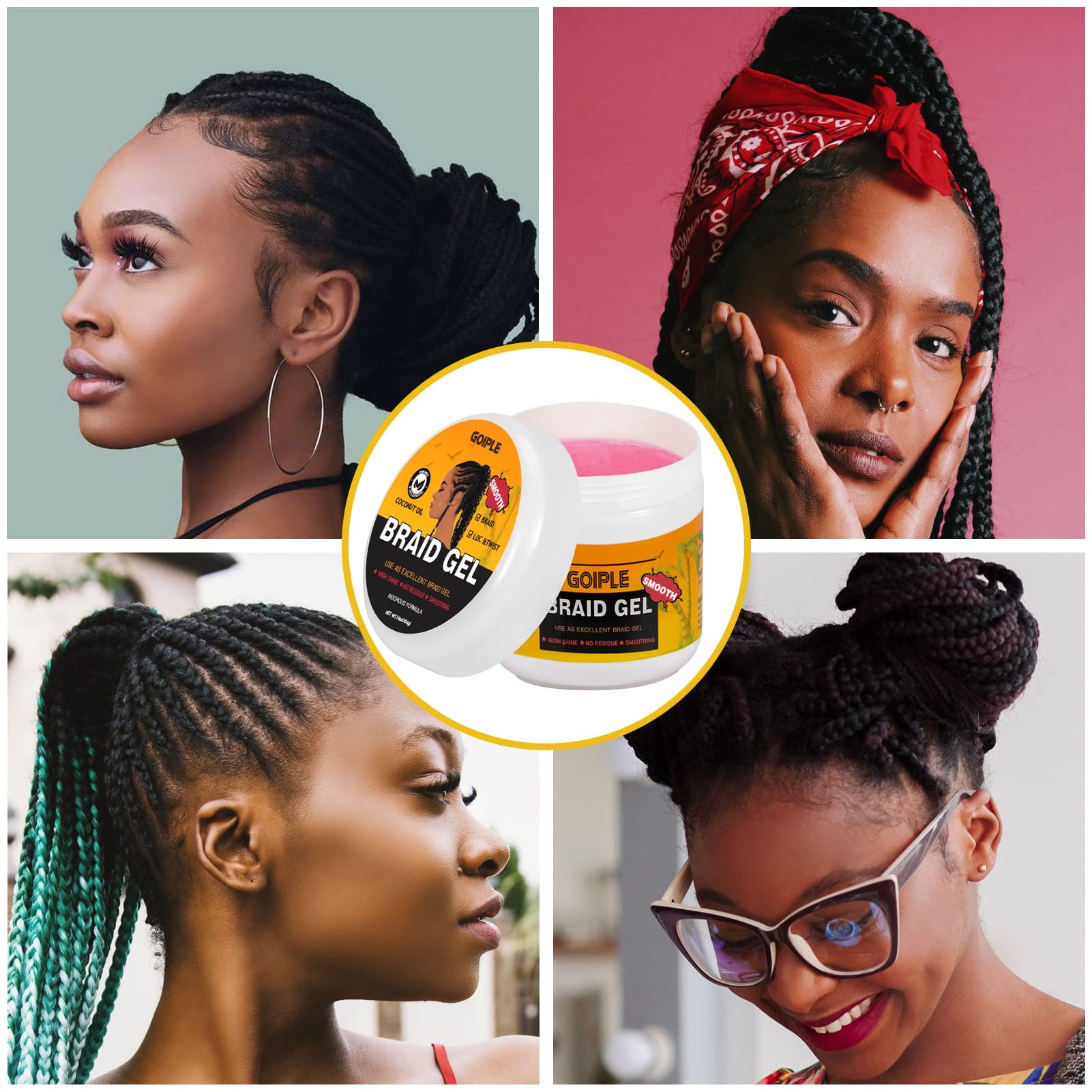Goiple 16 oz Braiding Gel – Big Capacity, Strong Hold for Twists, Locs, Edges & Cornrows