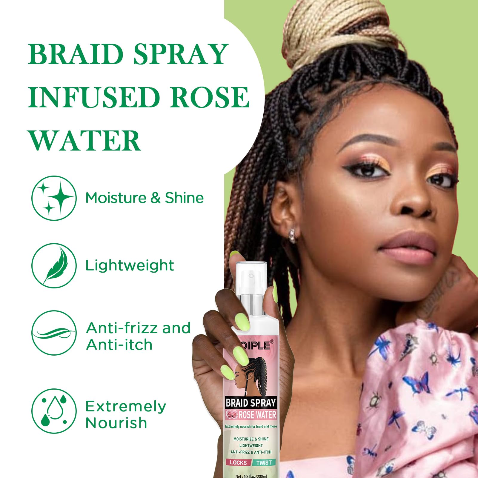 Goiple Braid Spray Rose Mint for Dreads & Locs – Rose Water & Rosemary Oil Kit