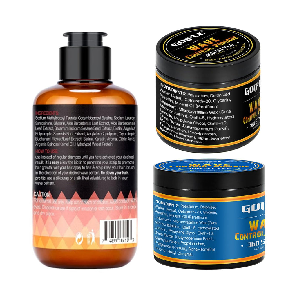 Goiple Natural Wave Pomade – Strong Hold, Easy Wash, 360 Wave Training for Black Men