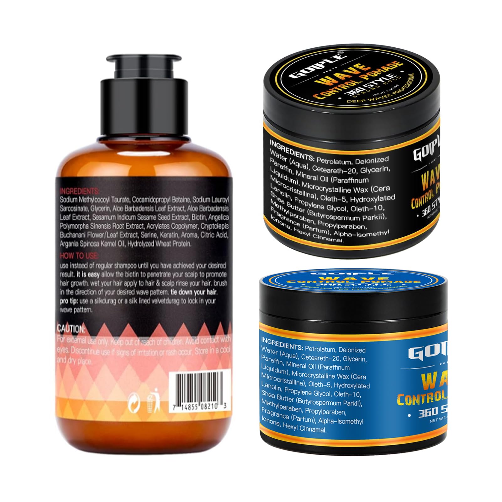 Goiple Natural Wave Pomade – Strong Hold, Easy Wash, 360 Wave Training for Black Men