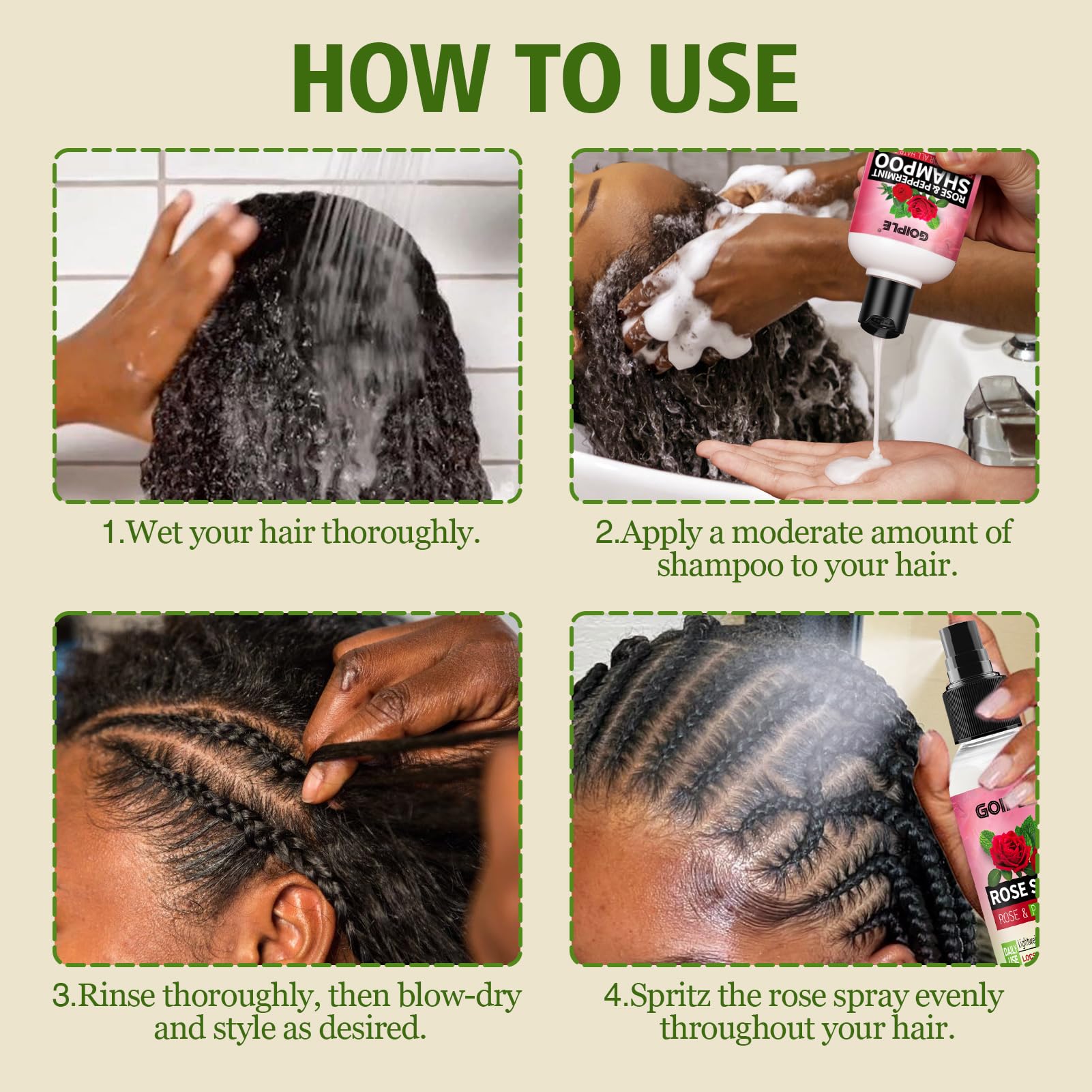 Goiple 2-in-1 Shampoo & Conditioner for Dreadlocks with Rose Water | Lightweight, Hydrating Hair Care Set